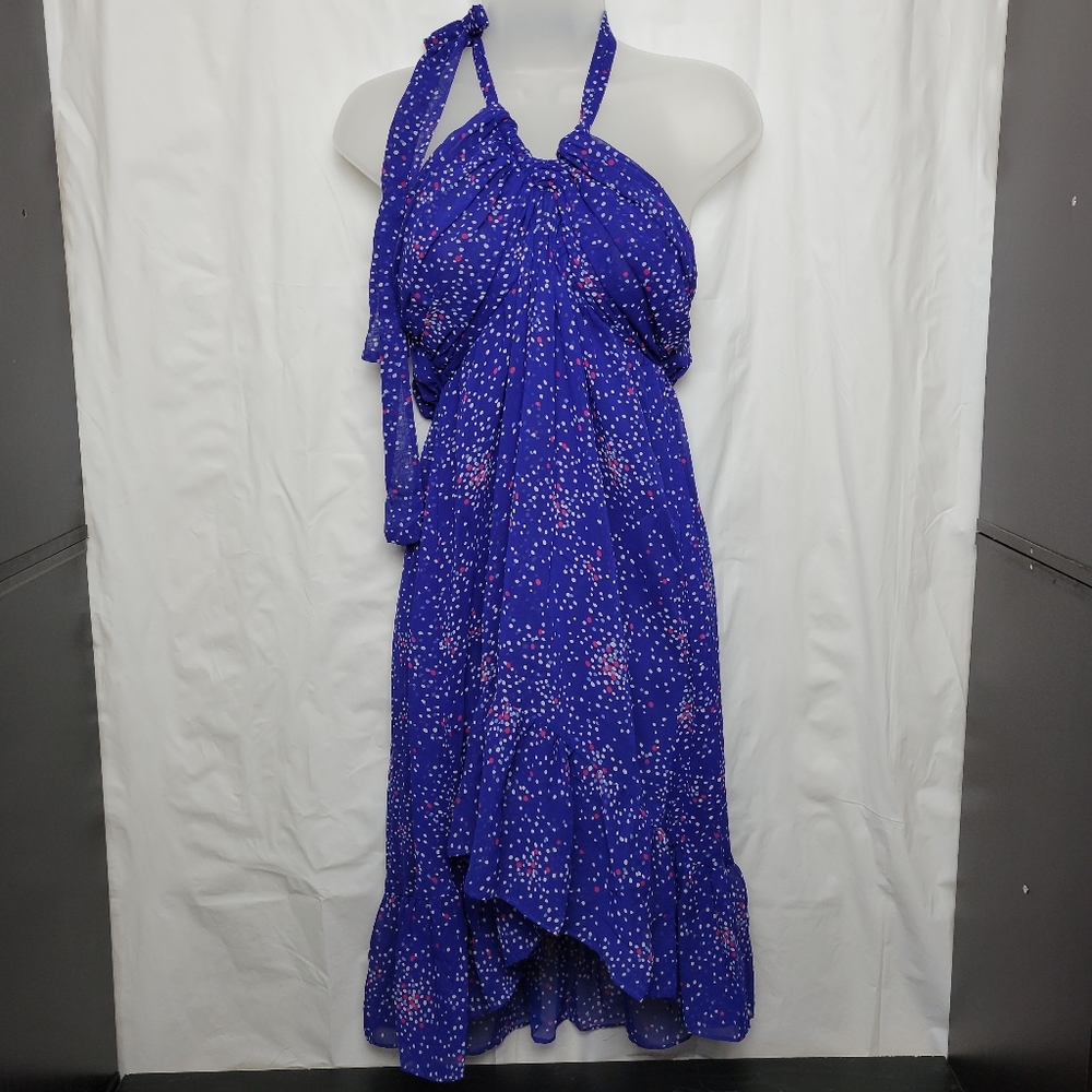 Forever 21 Blue and Pink Halter High Low Dress Size Large